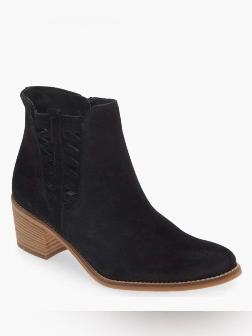 Paul Green Vienna Women's Chelsea Black Suede Ankle Bootie Boots Stacked Heel